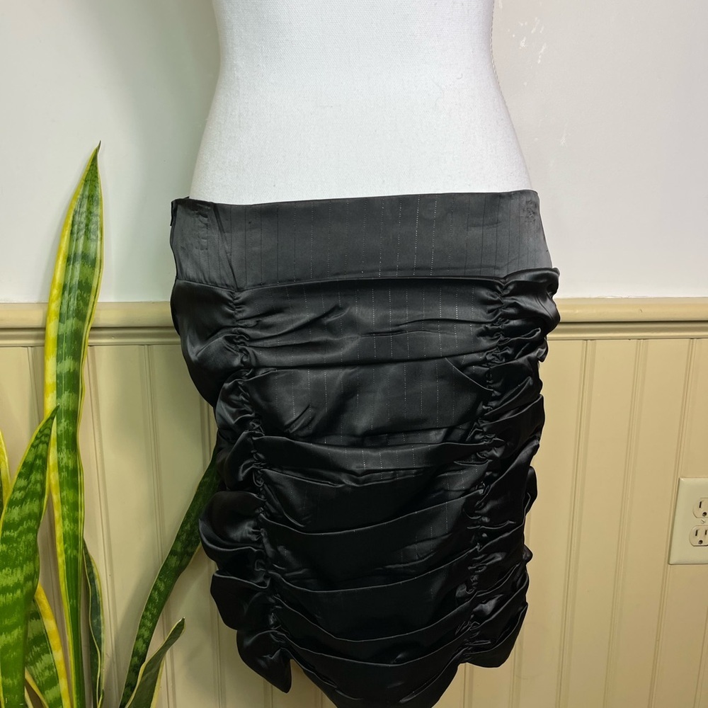 Tess Black Ruched Mini Skirt L Gothic Y2K Club Avant Garde Whimsigoth Steampunk - Picture 5 of 10